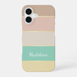 Coque iPhone 16 Couleurs d'été personnalisées Bandes de blocs de c