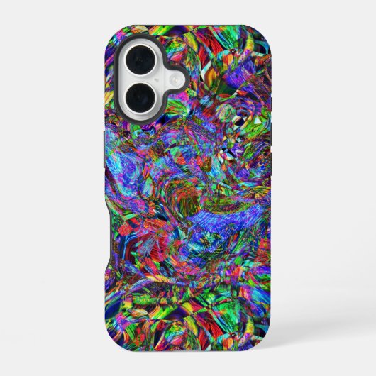 Coque iPhone 16 Couleurs Exubérantes Flowing Abstraites (Verso)