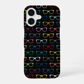Coque iPhone 16 Coupe Nerdy Hipster Lunettes Motif Coloré Noir