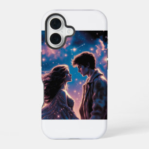 Coque iPhone 16 Couple Galactique Amour Romantique Art de la Nuit