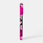 Coque iPhone 16 Coups de pinceau nuances de rose chaud nom avec mo (Côté droit)