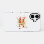 Coque iPhone 16 "Courez pour votre vie - Citation motivationnelle  (Verso Horizontal)