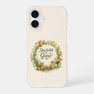 Coque iPhone 16 Couronne florale aquarelle botanique Inspirante