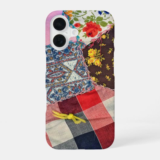 Coque iPhone 16 Courtepoint Crazy avec noeud de laine (Verso)