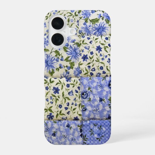 Coque iPhone 16 Courtepoint Patchwork Fleur de Bleuet (Verso)