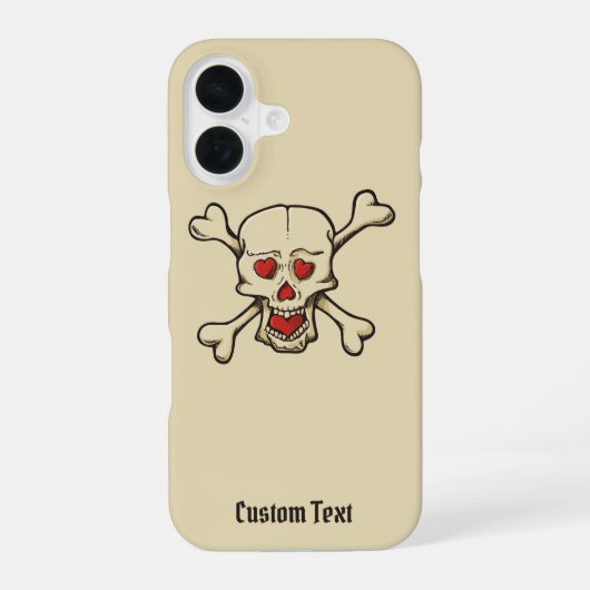 Coque iPhone 16 Crâne avec des cœurs (Verso)