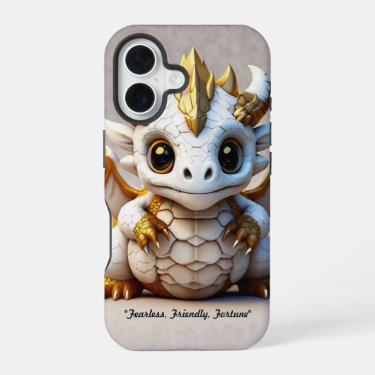Coque iPhone 16 "Crâne de dragon souriant" (Verso)