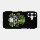 Coque iPhone 16 Crâne de Sucre Saint Patrick Shamrock (Verso Horizontal)