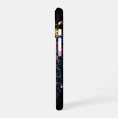 Coque iPhone 16 Crâne fleuri sur couverture noire (Côté gauche)