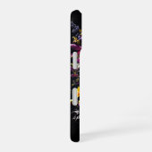Coque iPhone 16 Crâne fleuri sur couverture noire (Côté droit)