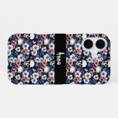 Coque iPhone 16 Crânes parmi les fleurs (Verso Horizontal)