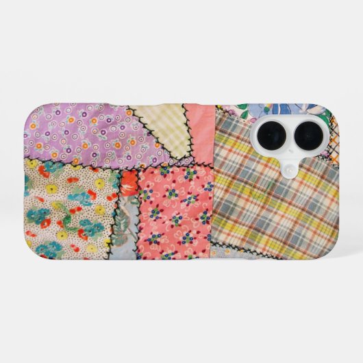 Coque iPhone 16 Crazy Patchwork Quilt Avec Zigzag Stitch (Verso Horizontal)