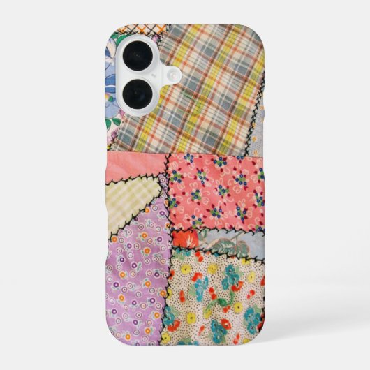 Coque iPhone 16 Crazy Patchwork Quilt Avec Zigzag Stitch (Verso)