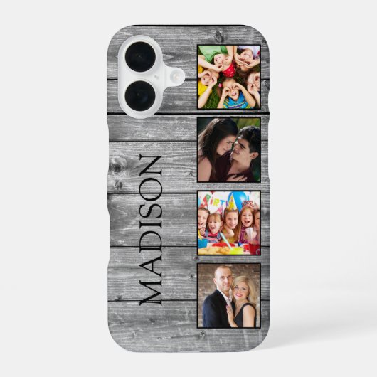 Coque iPhone 16 Créez Votre Collage De Photos Personnalisé Rustiqu (Verso)