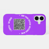 Coque iPhone 16 Créez votre propre étui iPhone avec code QR Texte (Verso Horizontal)