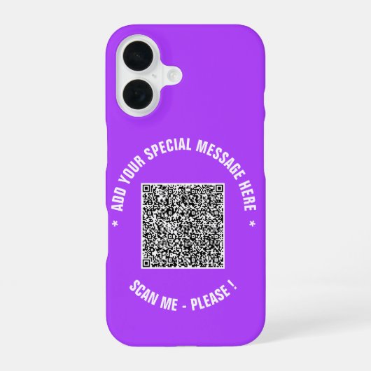 Coque iPhone 16 Créez votre propre étui iPhone avec code QR Texte (Verso)