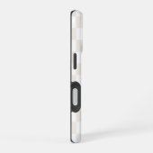 Coque iPhone 16 Crème de monogramme et Motif À damiers blanc (Côté droit)