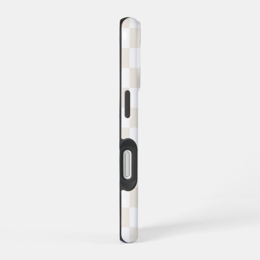 Coque iPhone 16 Crème de monogramme et Motif À damiers blanc (Côté droit)