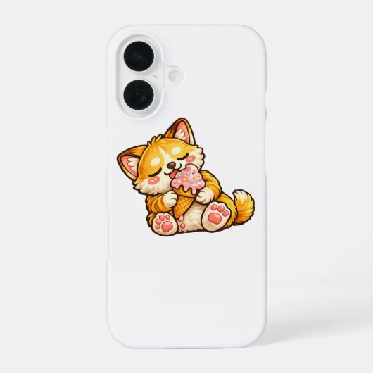 Coque iPhone 16 Crème Glacée de Chat Mignon (Verso)