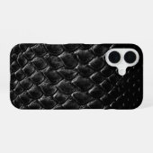 Coque iPhone 16 Crocodile noir moderne (Verso Horizontal)