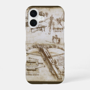 Coque iPhone 16 Croquis de l'arme de l'arbalète géante de Léonard