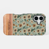 Coque iPhone 16 Custom Boho Sunflowers Wood Effect (Verso Horizontal)