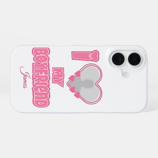Coque iPhone 16 Custom I Love My Boyfriend - Ajouter photo et nom (Verso Horizontal)