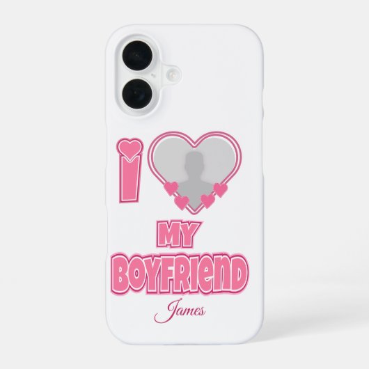 Coque iPhone 16 Custom I Love My Boyfriend - Ajouter photo et nom (Verso)