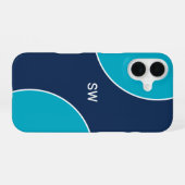 Coque iPhone 16 Custom Modern Blue Minimalist (Verso Horizontal)