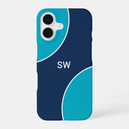 Coque iPhone 16 Custom Modern Blue Minimalist (Verso)