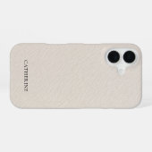 Coque iPhone 16 Custom Name Elegant Faux Ivory Leather (Verso Horizontal)