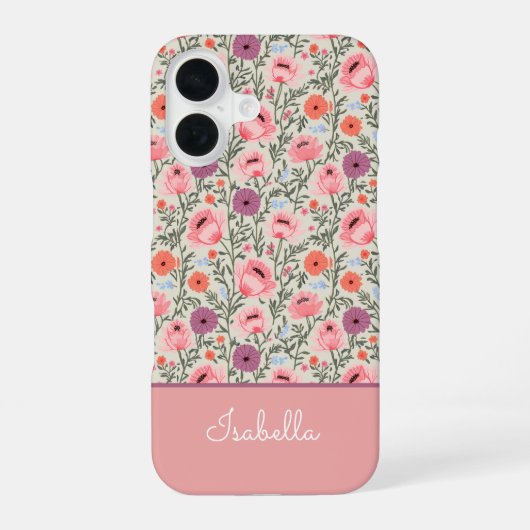Coque iPhone 16 Custom Rustic-Style Watercolor Wildflowers (Verso)