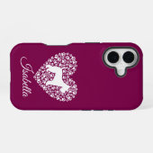 Coque iPhone 16 Custom Schnauzer Heart Paws Print - Dog Lover (Verso Horizontal)