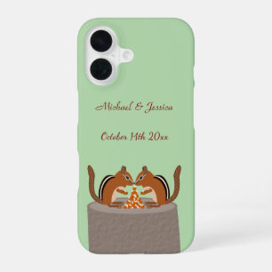 Coque iPhone 16 Cute Chipmunks Mariage de automne personnalisé