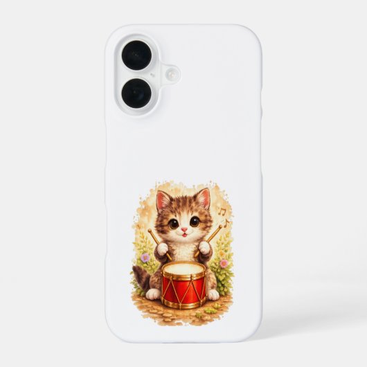 Coque iPhone 16 Cute Drummer Cat iPhone 16 Case Kawaii Art (Verso)