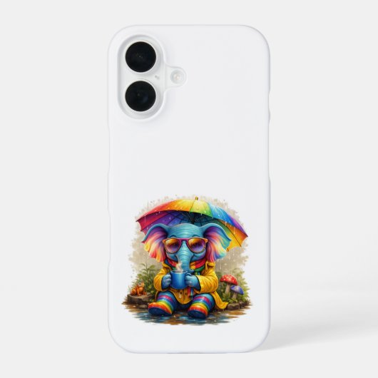Coque iPhone 16 Cute Elephant Rainbow iPhone 16 Case (Verso)