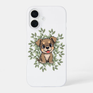 Coque iPhone 16 Cute Green Puppy Phone Case – Minimal NatureDesign