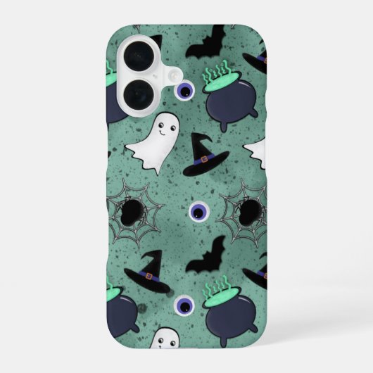 Coque iPhone 16 Cute Halloween Motif sans couture (Verso)