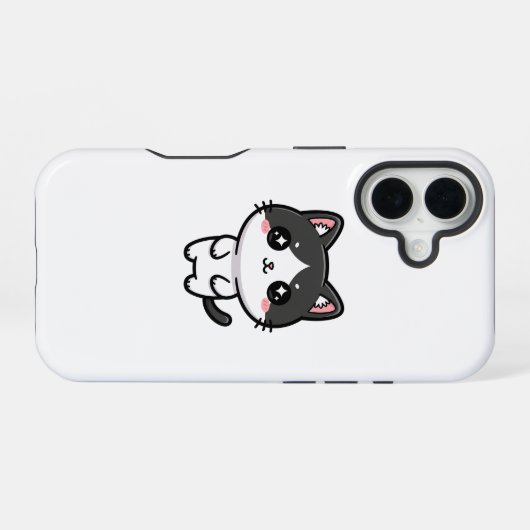 Coque iPhone 16 Cute Kawaii Tuxedo Cat Standing Character (Verso Horizontal)