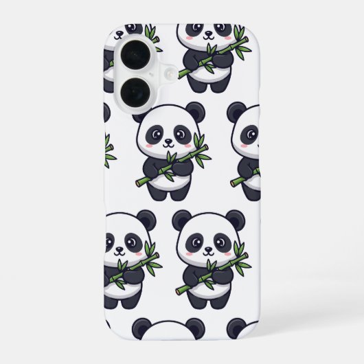 Coque iPhone 16 Cute Panda Pattern iPhone Case – Black & White (Verso)