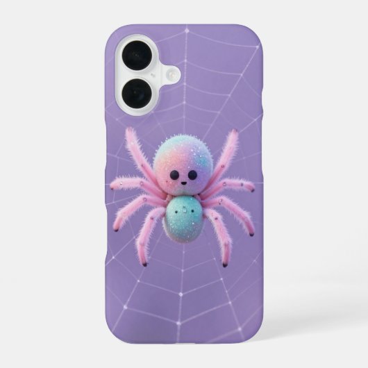 Coque iPhone 16 Cute Pastel Spider on Web Halloween Case (Verso)