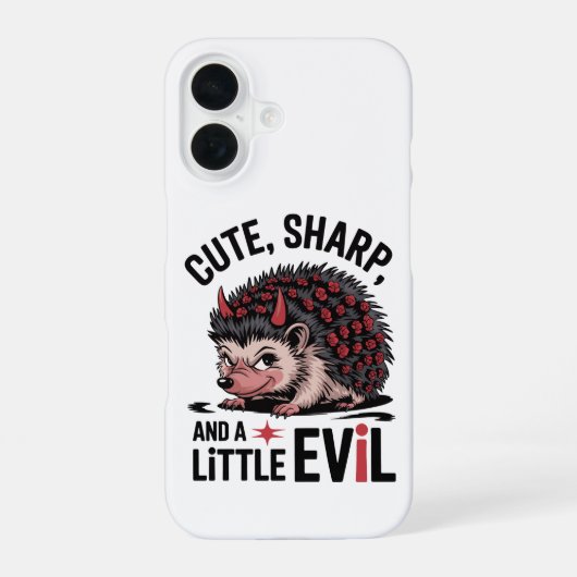 Coque iPhone 16 Cute, Sharp et un petit mal - Hérisson drôle (Verso)