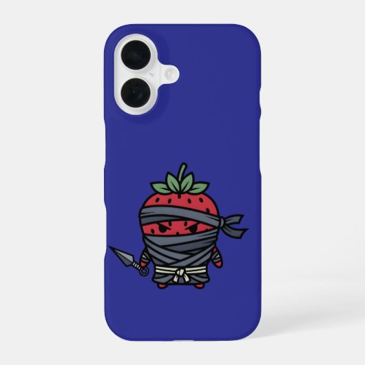 Coque iPhone 16 Cute Strawberry Ninja Assassin Japanese Pop Art (Verso)