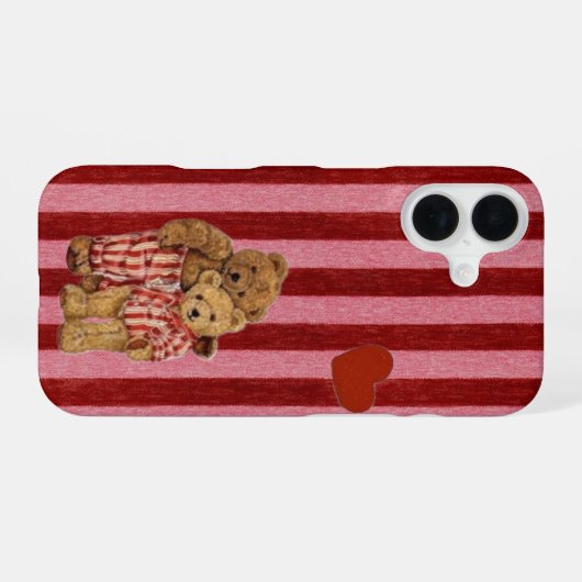 Coque iPhone 16 Cute Teddy Bear Couple iPhone Case (Verso Horizontal)