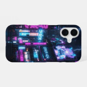 Coque iPhone 16 Cyberpunk Neon Anime Girl Glitch Phone Case (Verso Horizontal)
