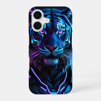 Cyberpunk Neon Tiger Avec Ville Futuriste