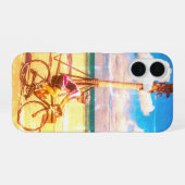 Coque iPhone 16 Cyclisme le long de la plage (Verso Horizontal)