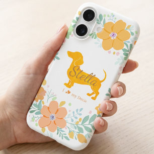 Coque iPhone 16 Dachshund Floral Personnalisé Maman de Chien Per