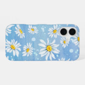 Coque iPhone 16 Daisy Abstrait Sur Bleu (Verso Horizontal)