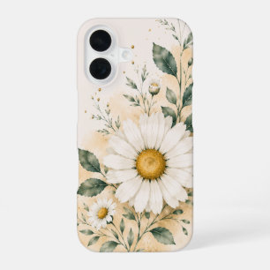 Coque iPhone 16 Daisy Floral Blanc Élégant